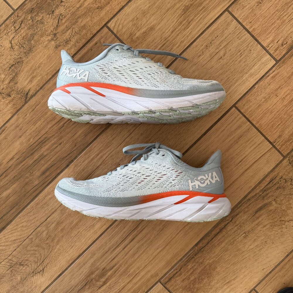 Hoka One One Clifton 8 Running Shoes Blue Fog/ Plein Air Womens US 8.5 Medium